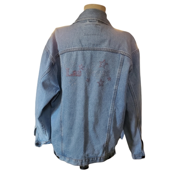 Stylo Denim Jacket with Rhinestone Las Vegas Decoration - Picture 2 of 7